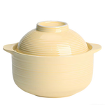 中式簡約雙耳防燙泡面碗陶瓷帶蓋湯碗個人用家用學(xué)生湯碗 1.1L豎紋雙耳泡面碗-亮白 1100ml