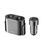 BASEUS 倍思 車(chē)載充電器 雙USB+雙點(diǎn)煙口 95W 銀色