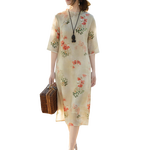 子牧棉麻 女士復(fù)古印花連衣裙 Z23XH002633