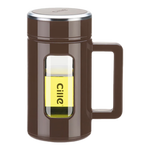 希樂（cille）耐熱防燙玻璃杯男女士家用辦公杯子帶茶隔塑玻水杯450ml咖啡色