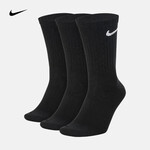 NIKE 耐克 Everyday Lightweightcrew 中性運動長筒襪 SX7676-010 黑色 M 三雙裝