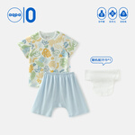 aqpa嬰兒內(nèi)衣套裝夏季純棉寶寶空調(diào)衣服薄款分體短袖短褲【配汗巾】 叢林小天 73