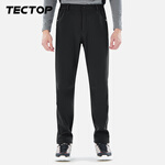 探拓（TECTOP）軟殼褲秋冬男式戶外旅行防風彈力保暖徒步長褲 男款黑色 2XL