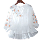 PLUS會員：子牧棉麻 女士刺繡長襯衫 2393