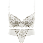 Glambody 仙女刺繡】小胸內(nèi)衣女收副乳防下垂上托調(diào)整型性感文胸內(nèi)褲一套裝682259 茶花白-套裝 34/75B