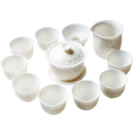 蘇氏陶瓷 蓮花羊脂玉功夫茶具 11件套 白色