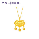 20點開始：TSL 謝瑞麟 福字如意鎖足金吊墜 4.75g YQ802