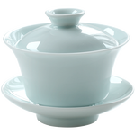 ZUOMINGYOUQI 左茗右器 景德鎮(zhèn)陶瓷三才杯 青瓷蓋碗茶杯 功夫茶具家用泡茶器 富貴粉青蓋碗