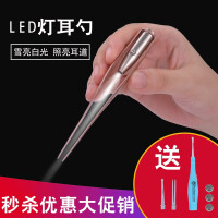 小天籁 掏耳勺三环360度旋转不锈钢掏耳勺可视掏耳勺成人婴儿童采耳朵工具套装发光扣鼻屎清洁器挖耳勺 玫瑰金发光耳夹【加发光软挖】