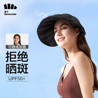 蕉下防晒帽遮阳帽女空顶帽太阳帽女帽子防紫外线礼物纭际贝壳帽 黑色