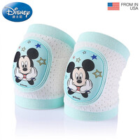 迪士尼宝宝(Disney Baby)婴儿爬行春秋透气护膝儿童网眼护肘宝宝走路防摔防磨护肘护膝可调节 米奇绿 L