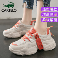 卡帝乐鳄鱼 (CARTELO) 女鞋老爹鞋女 女士ins潮鞋网红百搭网面透气厚底休闲运动鞋子 女 1028 米桔 37
