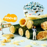百草味 海苔肉松卷分享桶400g 小零食夹心海苔脆寿司碎拌饭