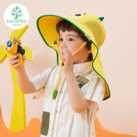 kk树 kocotree 儿童防晒帽夏宝宝遮阳帽男童女童渔夫太阳帽子防紫外线大帽檐 小恐龙 M
