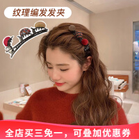 晓色 韩国网红发夹复古法式鸭嘴夹女编发毛球边夹刘海夹头饰编发神器 C5Y609红灰球发夹