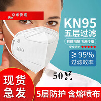 现货kn95囗罩防尘雾霾透气五层口鼻罩学生防护口罩熔喷布 kn95 无阀 【50片】内置鼻梁 独立装