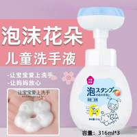 洁饶 3瓶*316ml花朵洗手液泡沫消毒专用洗手液温和滋润按压瓶 3瓶*316ml(蜜桃味)+1个泵头