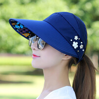 沧沐布伊 遮阳帽子女夏天休闲潮韩版春夏季可折叠防晒太阳帽遮阳帽 藏青色