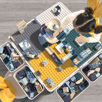 斯纳恩(Snaen)积木桌子大颗粒儿童玩具男孩女孩多功能拼装收纳学习桌3-6岁礼物 1桌1椅+299大滑道