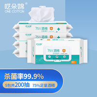 呓朵婂 酒精湿巾75%酒精大尺寸消毒湿巾湿纸巾40片每包75度酒精消毒除菌家用湿巾杀菌酒精棉片 【实惠装】75%酒精消毒湿巾40片*5包