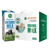 乐荷（vecozuivel）荷兰进口3.7g蛋白质有机部分脱脂纯牛奶1L*6盒礼盒装三重有机认证
