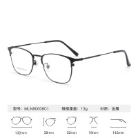 万新（WAN XIN） 万新近视眼镜防蓝光辐射非球面现片配眼镜框男女1.67成品眼镜 金属-全框80008C1黑色 防蓝光-1.67