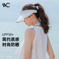 VVC防晒帽女防紫外线遮脸运动户外空顶太阳帽子夏天男沙滩遮阳帽 简约白