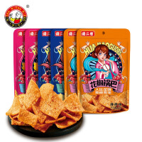 傻二哥 手工花椒锅巴休闲零食膨化食品网红特产怀旧锅巴椒香爆辣麻辣味锅巴 70g*6 花椒锅巴(三种口味各2包)