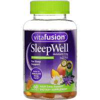VitaFusion 褪黑素睡眠软糖 sleep well成人失眠倒时差 晚安糖 白茶和桃子味60粒