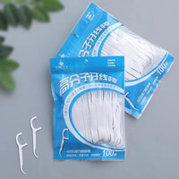 柚萝 牙线棒牙线签高档细圆线剔牙签牙线袋装家用便携式一次性独立包装2 【200支】2袋