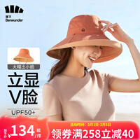 蕉下防晒帽女夏季新款户外骑行防紫外线遮阳帽女士太阳帽子轻薄双面渔夫帽大帽檐遮脸 延空系列 橘子酱-浅橘色