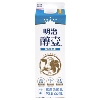 明治meiji【国内奶源】醇壹牛奶低脂肪 950ml 低温牛奶 高温杀菌乳