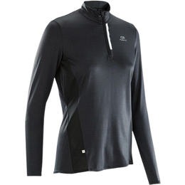 迪卡侬（DECATHLON）速干衣速干长袖女冬季跑步长袖瑜伽服宽松训练健身服运动T恤RUNW 经典黑 M