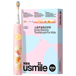 usmile笑容加儿童电动牙刷 声波震动 180天续航 A10粉 3-6-12岁 学生礼物 生日礼物 儿童礼物