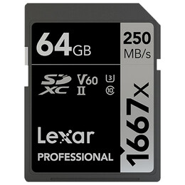 雷克沙相機內存卡64G 4K高清SD卡V60高速微單反相機存儲卡UHS-II SD卡 64G數(shù)碼相機內存卡 新升級1667X Pro版 寫速大幅提升