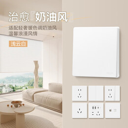德力西（DELIXI）开关插座面板哑光奶油风磨砂大板暗装家用墙壁usb插座827浅云白 斜五孔插座10只装