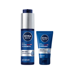 NIVEA MEN 妮維雅男士 妮維雅（NIVEA）男士水活暢透精華露+洗面奶（小藍(lán)管精華液 保濕補(bǔ)水 乳液面霜）