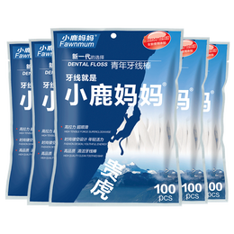 小鹿妈妈 强拉力高顺滑 贵虎青年牙线棒牙签100支/袋 3袋300支 100支 3袋