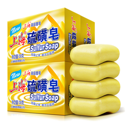 上海 藥皂高級透明皂130g硫磺皂除螨抑菌清潔洗手沐浴洗澡香皂國貨臭肥皂 黃-高級硫磺皂130g*4