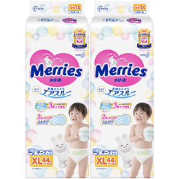 花王（Merries）妙而舒婴儿纸尿裤日本原装进口宝宝尿不湿 2包XL44片(12-20kg)