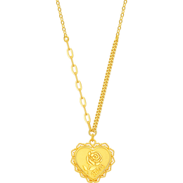 13日20點：CHJ JEWELLERY 潮宏基 玫瑰花牌心形項鏈 4.75g