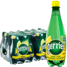 巴黎水（Perrier）法国原装进口 柠檬味气泡水矿泉水 500ml*24瓶