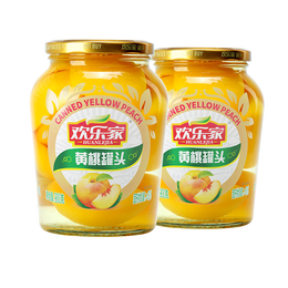 HUANLEJIA 歡樂(lè)家 黃桃水果罐頭900g*2瓶 糖水新鮮黃桃果肉 大玻璃