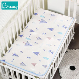 boxbaby夏季婴儿冰丝凉席新生儿宝宝婴儿床凉席儿童幼儿园凉席午睡冰丝席 蓝色小树【凉席+凉枕 120*60cm】