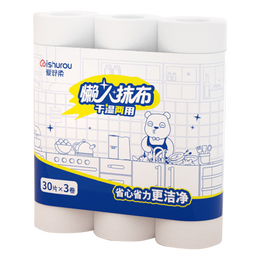 ishurou 愛舒柔 懶人抹布 一次性廚房抹布 干濕兩用吸油紙洗碗布30片*3卷