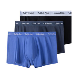 卡爾文·克萊恩 Calvin Klein CK 男士平角內(nèi)褲套裝 3條裝 送男友禮物 U2664G 4KU黑藍(lán)藍(lán) XL