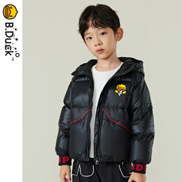 B.DuckB.duck小黄鸭童装儿童羽绒服男童短款外套冬季女童新款保暖上衣潮 钻石黑 105 cm