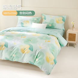10日20點(diǎn)：BEYOND 博洋 向陽(yáng)花（綠） 全棉四件套 1.8米床(被套220*240cm)