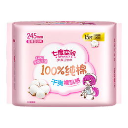 SPACE7 七度空間 少女超薄純棉 加量日用衛(wèi)生巾245mm*15片