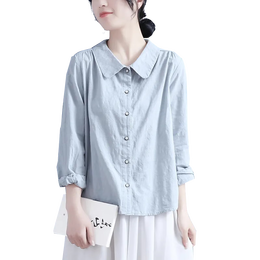 PLUS會(huì)員：子牧棉麻 女士提花長(zhǎng)袖襯衫 Z23CA000009
